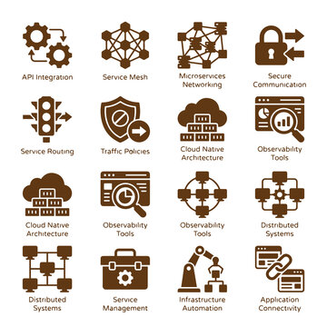 Set of modern icons for microservices and cloud native application architecture