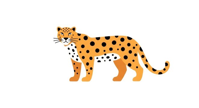 Illustration of a spotted leopard standing.