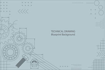 Obraz premium Light Technical Blueprint Background with Engineering and Mechanical Elements