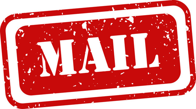 Red rubber stamp with the word mail isolated on a white background postal service concept