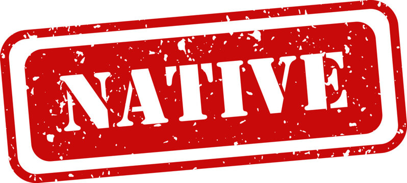 Red rubber stamp with the word native isolated on white background conceptual design element