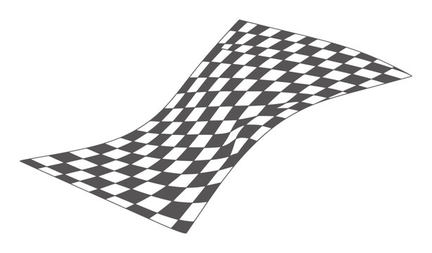 Wavy checkered flag pattern with dark gray and white squares abstract