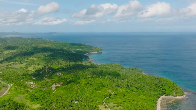Natural scenery of Island with turquoise water and corals. Santa Fe, Tablas, Romblon. Philippines.