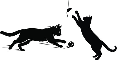 Two black cats playing with ball and toy mouse © Arafat Sajid