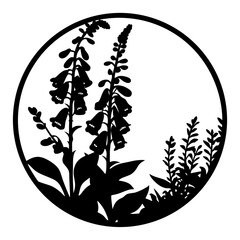 Digitalis Foxglove Silhouette Vector, Woodland Botanical Art, Wildflower Garden Design Element, Nature Floral Illustration © SUMON