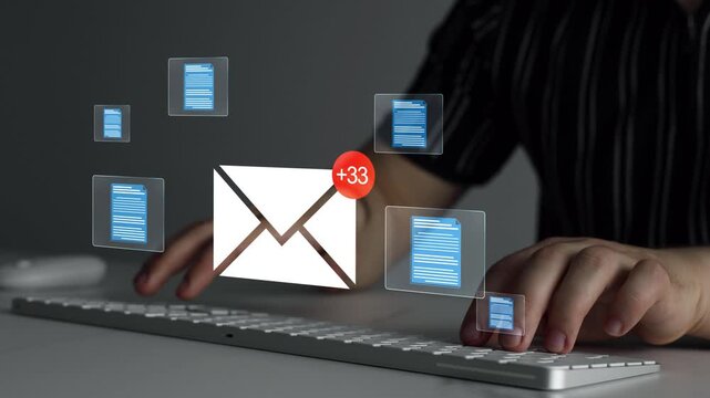 Electronic mail documents, digital files, business communication, online message exchange, inbox organization, data transfer, corporate workflow, modern office correspondence, secure information.	
