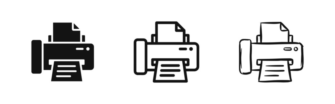 Office Printer and Document Output Icons Set