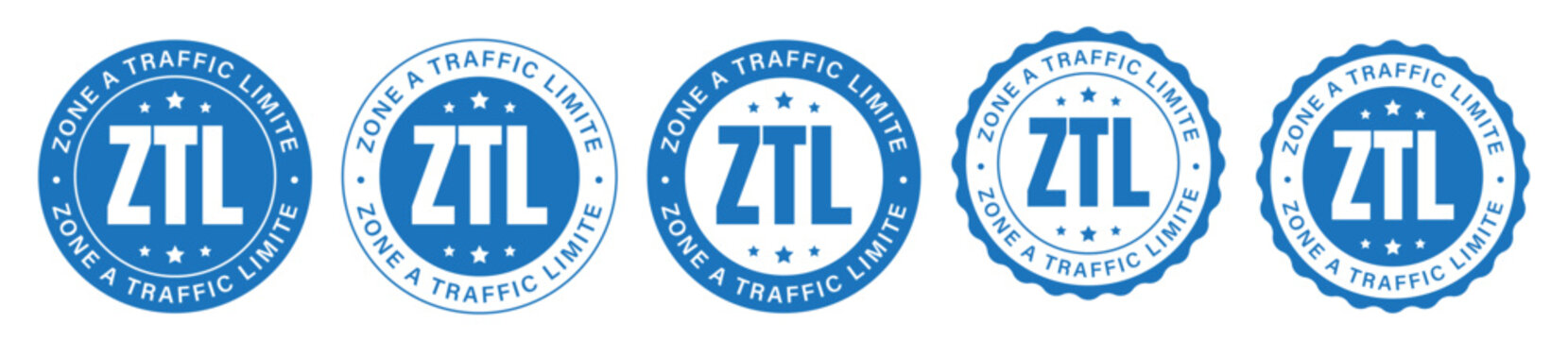 ZTL Traffic Zone Badge Collection with Limited Access Road Regulation Seal Vector Set Design