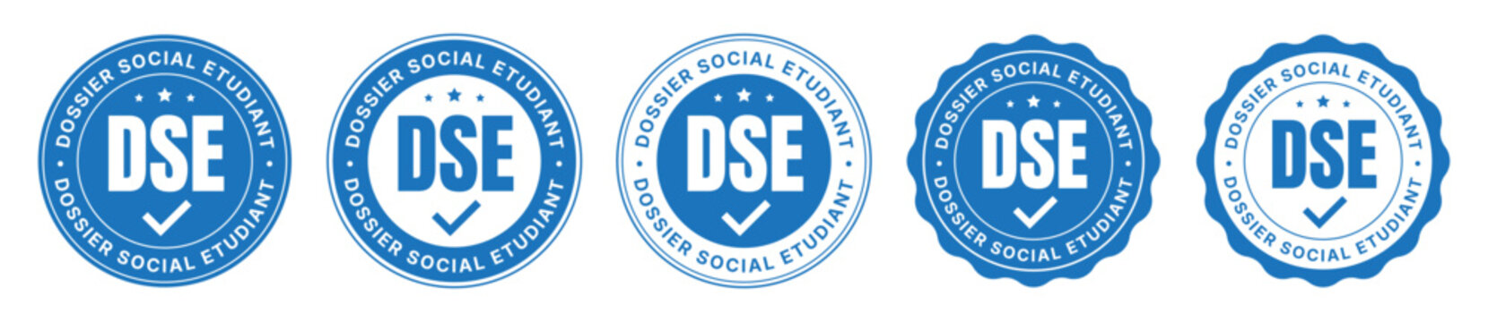 DSE Student Social File Compliance Badge Collection with Verification Seals and Educational Approval Icons