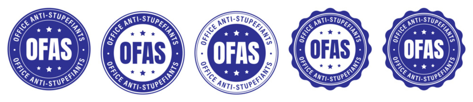OFAS Anti Stupefiants Badge Collection with Official Enforcement Seal Blue Vector Design Set