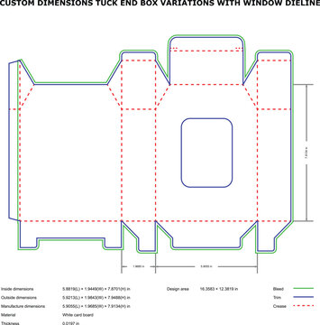 Technical Tuck End Box Dimensions with Window Cutout Engineering Blueprint custom-furniture-design home-improvement-projects diy-carpentry workspace-organization modular-storage-solutions