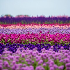 Obraz premium Colorful flower field with vibrant purple and pink blooms