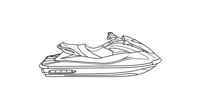 Jet ski line drawing on a white background