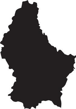 Black silhouette map of Luxembourg a simple vector graphic for travel and geography concepts isolated on a white background
