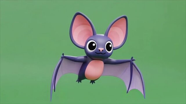 Flying 3d bat on green screen loop video 