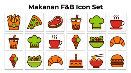 Food and Drink Icons Set - F&B Vector Graphics Collection © Vinci