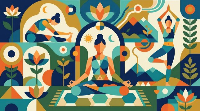 Meditation yoga practice with lotus flowers.
