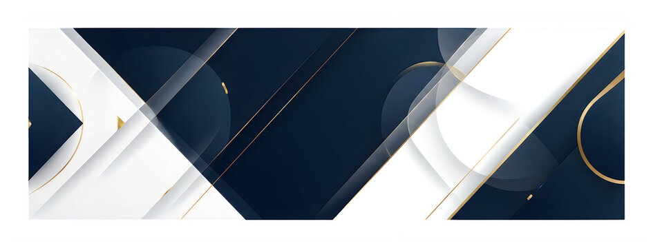 Abstract dark blue and white geometric banner design with thin luxury golden lines for modern corporate business presentation headers and professional digital marketing social media website background