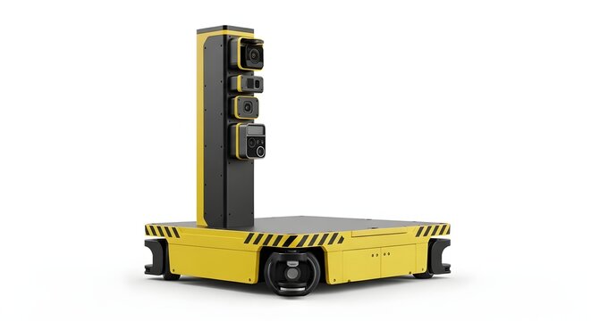 Industrial robotic vision system with multiple cameras mounted on platform.