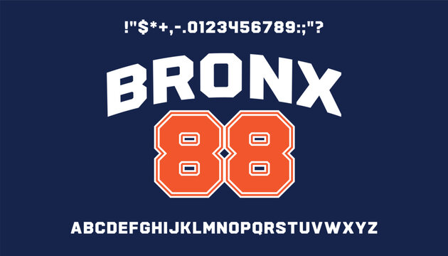 Classic college font. Vintage sport font in american style for football, baseball or basketball logos and t-shirt. Athletic department typeface, varsity style font