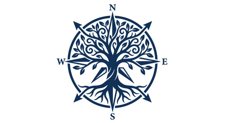 Tree Of Life Compass With Cardinal Directions Vector Illustration © Md Shifat