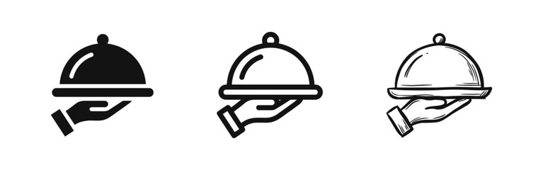 Fototapeta premium Food Tray Icons Set: Restaurant Service, Catering, and Meal Delivery Concept Vector Illustration