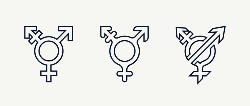 Three distinct gender symbols representing identity and expression