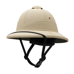 Fototapeta premium Military pith helmet with black chin strap and wide brim