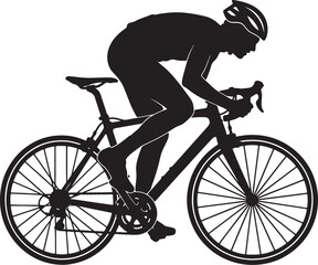 Naklejka premium Cyclist in also transparent background, black silhouette riding, road bike, minimalist