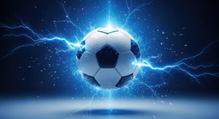 Naklejka premium Dynamic football championship visual soccer ball with electric energy for sports marketing and event promotion