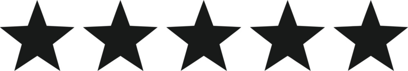 Obraz premium Five black stars in a row rating system customer satisfaction