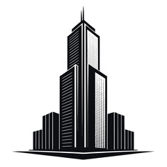 Obraz premium modern split volume skyscraper building silhouette vector illustration