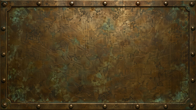 Rusty Steampunk Metal Plate Background