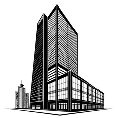 Fototapeta premium modern split volume skyscraper building silhouette vector illustration