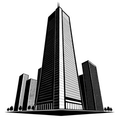 Fototapeta premium modern split volume skyscraper building silhouette vector illustration