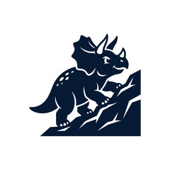 A triceratops dinosaur climbing a rocky cliff vector illustration. © Lubrene