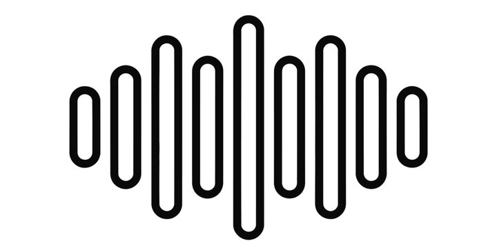 Audio sound wave icon, music equalizer volume frequency bar icon, digital voice signal radio waveform symbol vector illustration