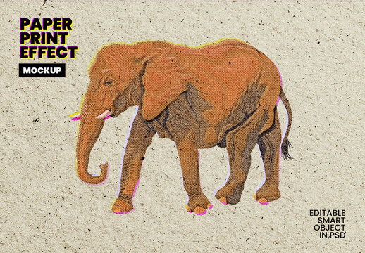 Paper Print Effect Mockup