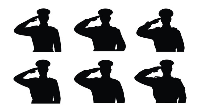 Soldiers saluting in various positions