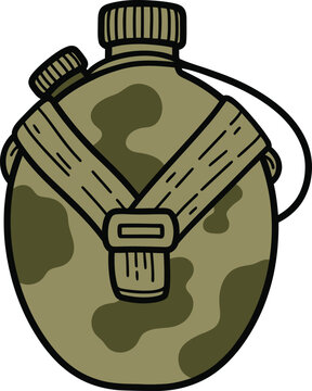 Camouflage canteen with strap and buckle military water bottle