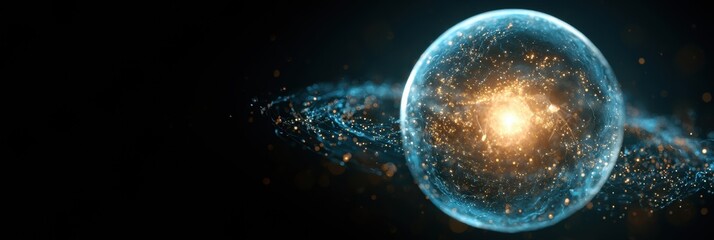 Naklejka premium A luminous bubble with highlighted information showing working memory concepts in a dark setting for a visual display.