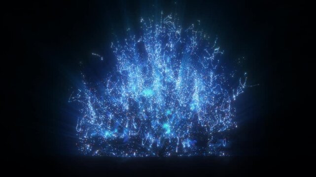 4K Abstract particles. Flying blue sparkles. Overlay effect. Black background. 60 fps. 