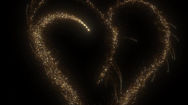 Golden Particle Spiral with Sparkling Trails and Circular Energy Motion on Black Abstract Background Animation in 4K 60 FPS