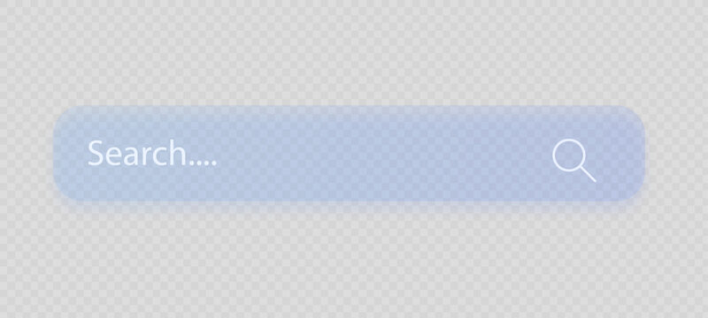Transparent Glass Search Bar UI Elements with Magnifying Glass blue text box for any text with paper clip