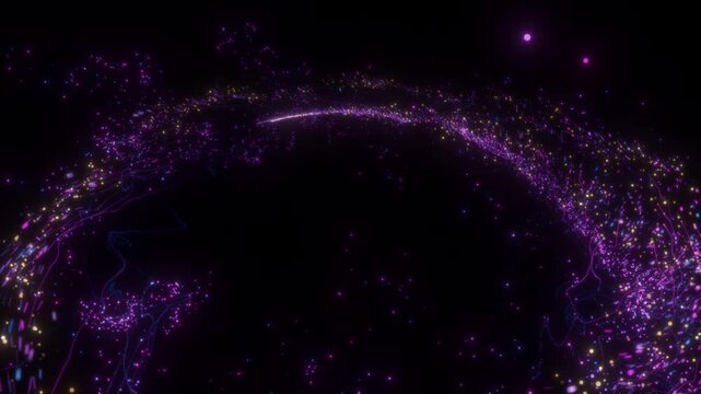 Abstract Purple Particle Stream with Sparkling Light Trails and Flowing Energy Lines Futuristic Background Animation in 4K 60 FPS