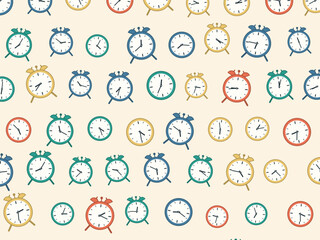 Obraz premium Alarm Clocks Scatter Playful Vintage Pattern Art