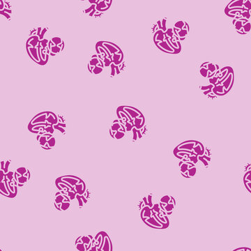 endocarditis cardiology disease glyph vector seamless pattern. endocarditis cardiology disease thin illustration