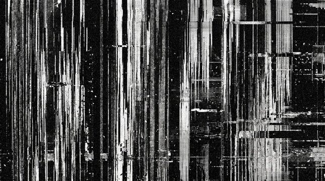 Abstract digital glitch texture with vertical lines and noise
