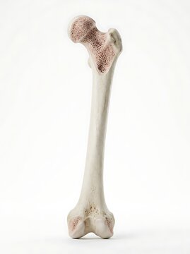 Human femur bone anatomy isolated on white background