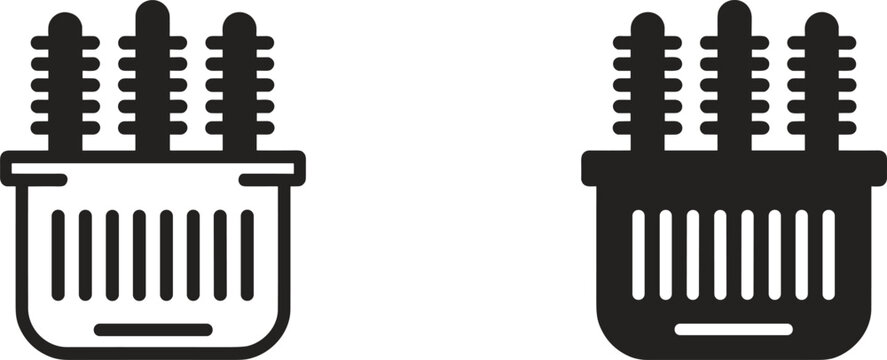 Two Icons Of Electrical Insulators In A Basket Or Container Keywords: electrical insulators, electricity, power, energy, high voltage